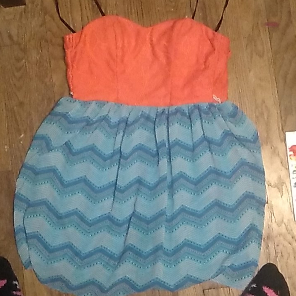 Orange and blue dress
